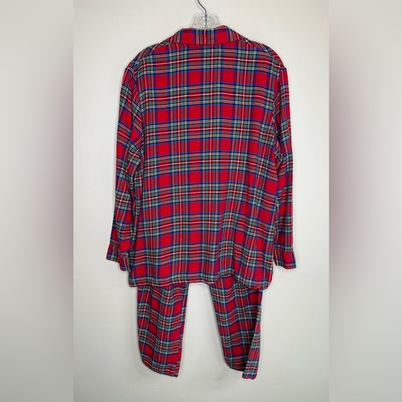 Plaid Red and Green Women’s Pajamas Button Front Long Sleeve Holiday Size Large - Picture 2 of 7